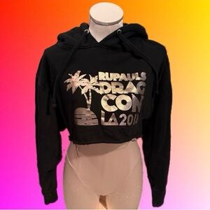 Black RuPaul's DragCon LA 2018 Cropped Hoodie preloved